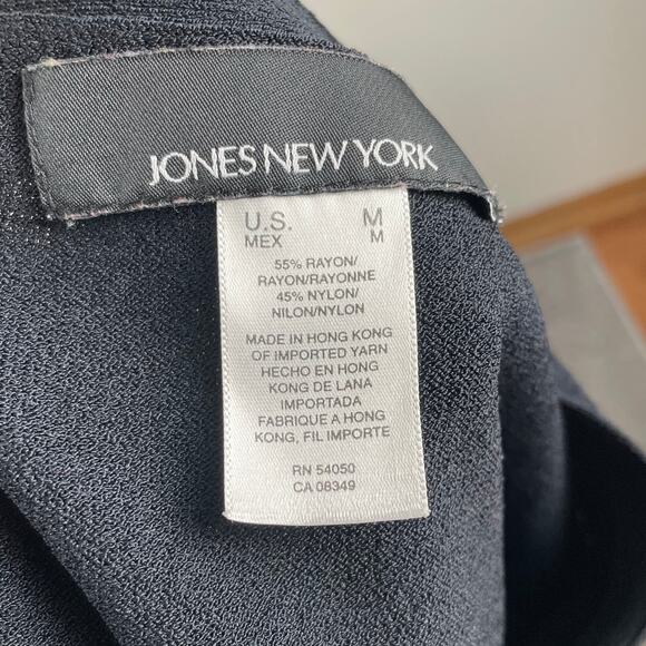 Vintage Jones NY Tie Neck Knit Sleeveless Sweater Top Black Retro Striped Vest M - Picture 6 of 10